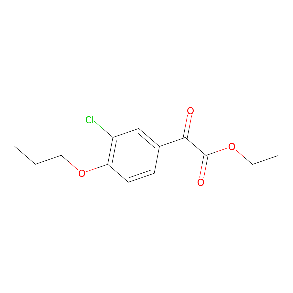 Ethyl 2-(3-chloro-4-propoxyphenyl)-2-oxoacetate molecular structure, CAS 1443305-15-4