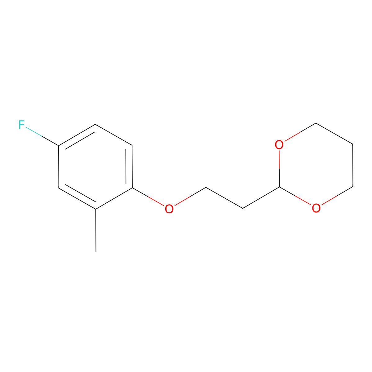 2-[2-(4-Fluoro-2-methyl-phenoxy)ethyl]-1,3-dioxane molecular structure, CAS 1443305-17-6