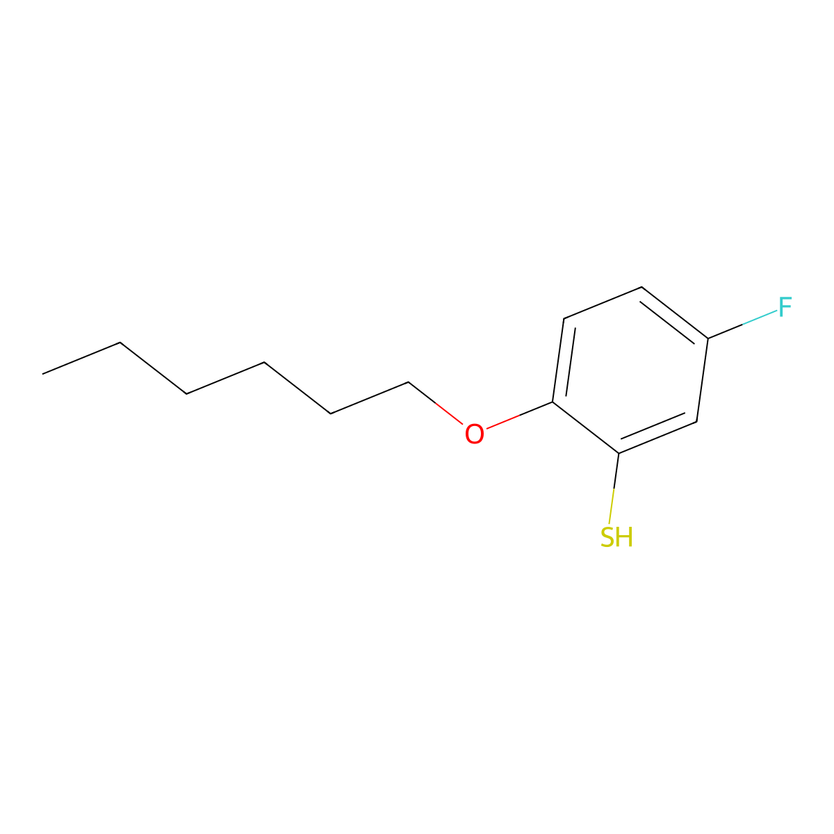 5-Fluoro-2-(hexyloxy)benzenethiol molecular structure, CAS 1443305-23-4