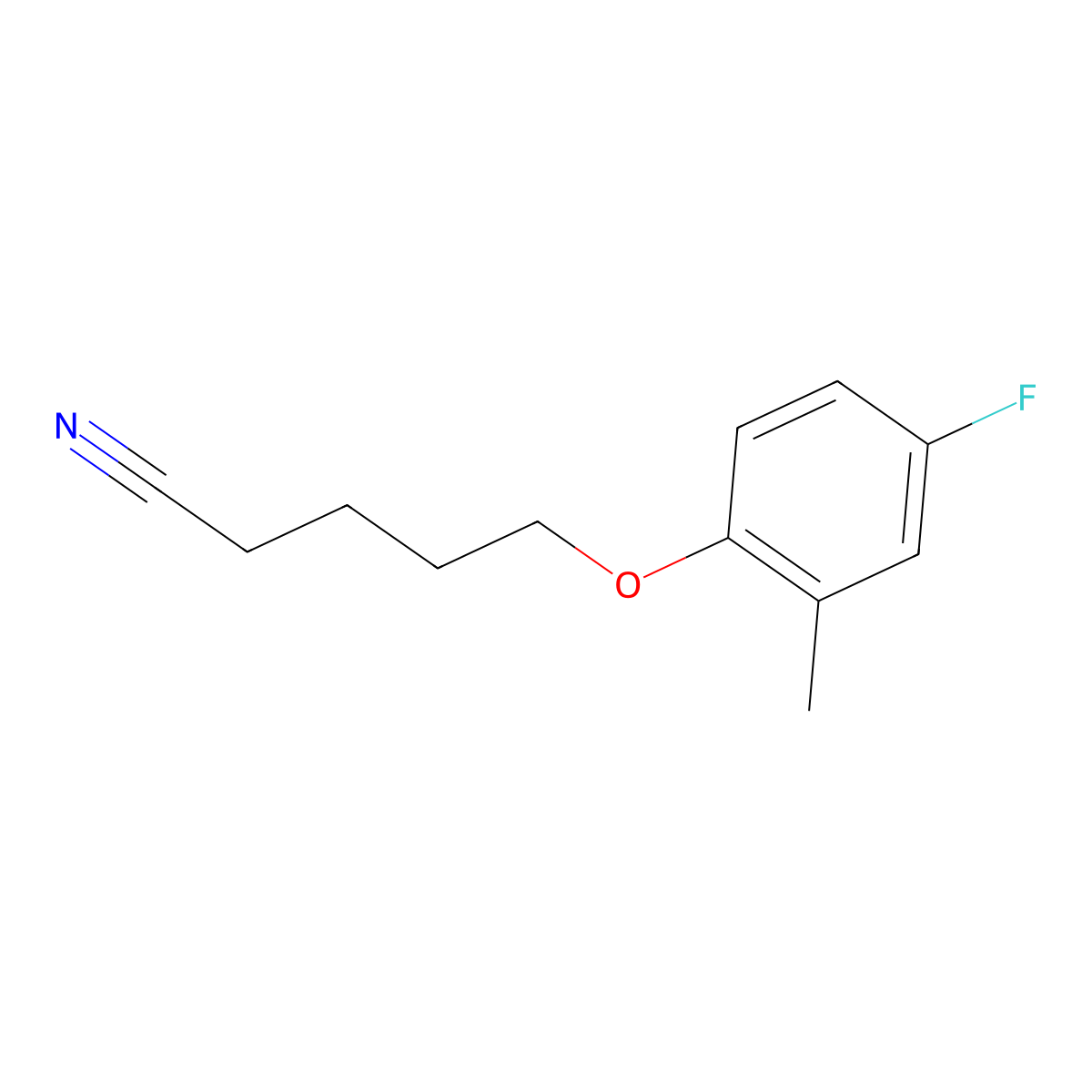 5-(4-Fluoro-2-methyl-phenoxy)pentanenitrile molecular structure, CAS 1443305-27-8
