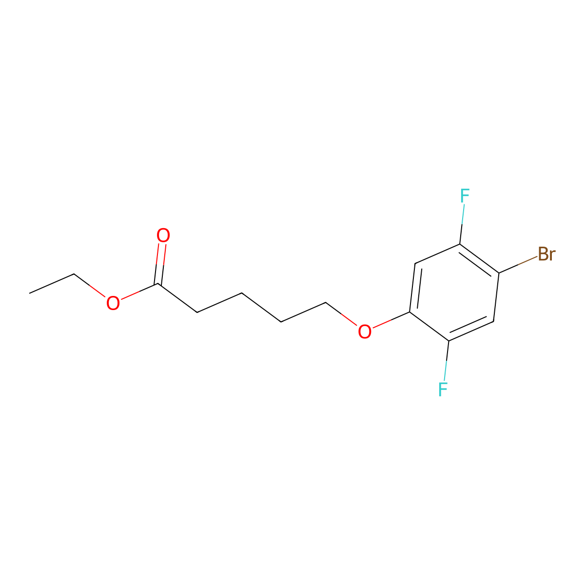 Ethyl 5-(4-bromo-2,5-difluoro-phenoxy)pentanoate molecular structure, CAS 1443305-35-8