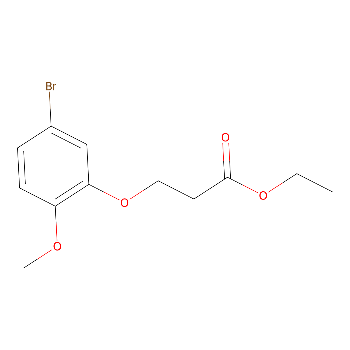 Ethyl 3-(3-bromo-6-methoxy-phenoxy)propanoate molecular structure, CAS 1443305-46-1