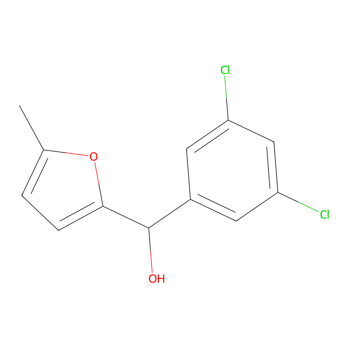 3,5-Dichlorophenyl-(5-methyl-2-furyl)methanol molecular structure, CAS 1443305-53-0