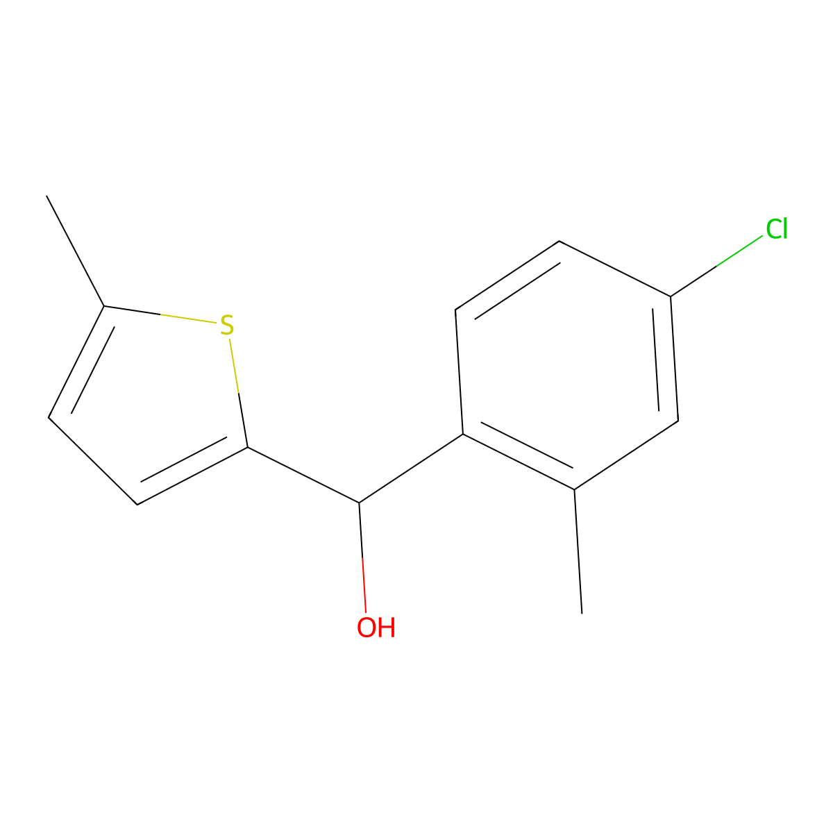 4-Chloro-2-methylphenyl-(5-methyl-2-thienyl)methanol molecular structure, CAS 1443305-62-1