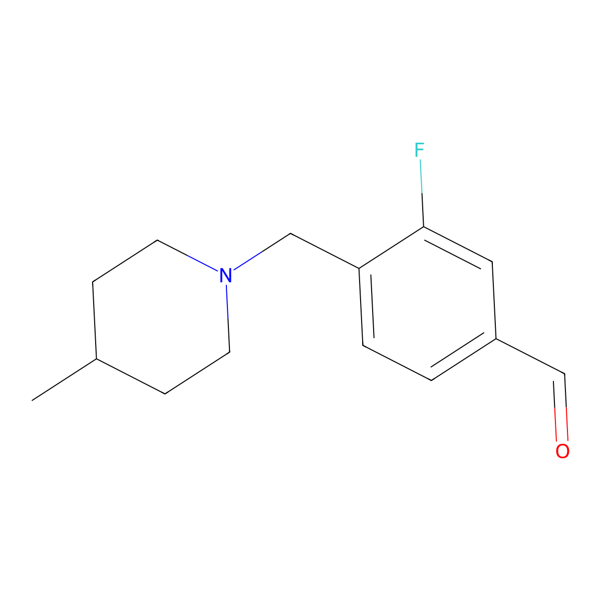 3-Fluoro-4-((4-methylpiperidin-1-yl)methyl)benzaldehyde molecular structure, CAS 1443305-69-8