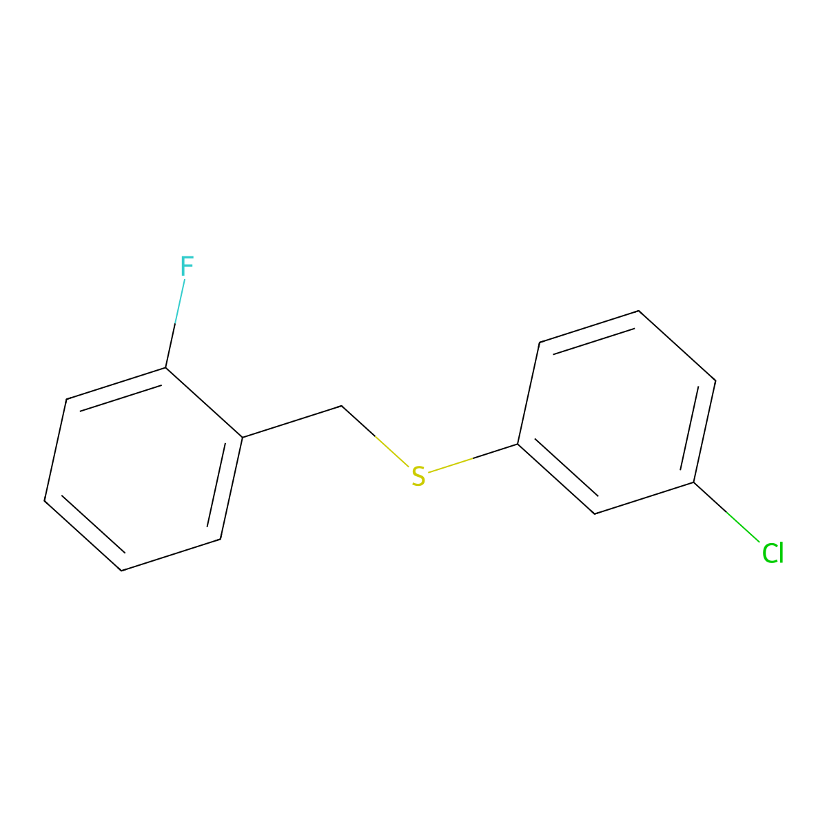 1-Fluoro-2-[(3-chlorophenyl)sulfanylmethyl]benzene molecular structure, CAS 1443305-71-2