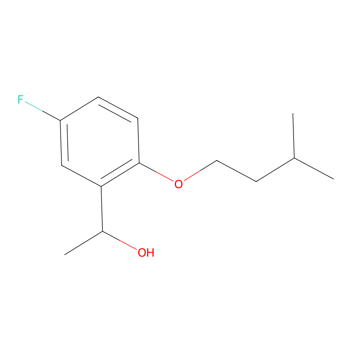 1-(5-Fluoro-2-(isopentyloxy)phenyl)ethanol molecular structure, CAS 1443305-77-8