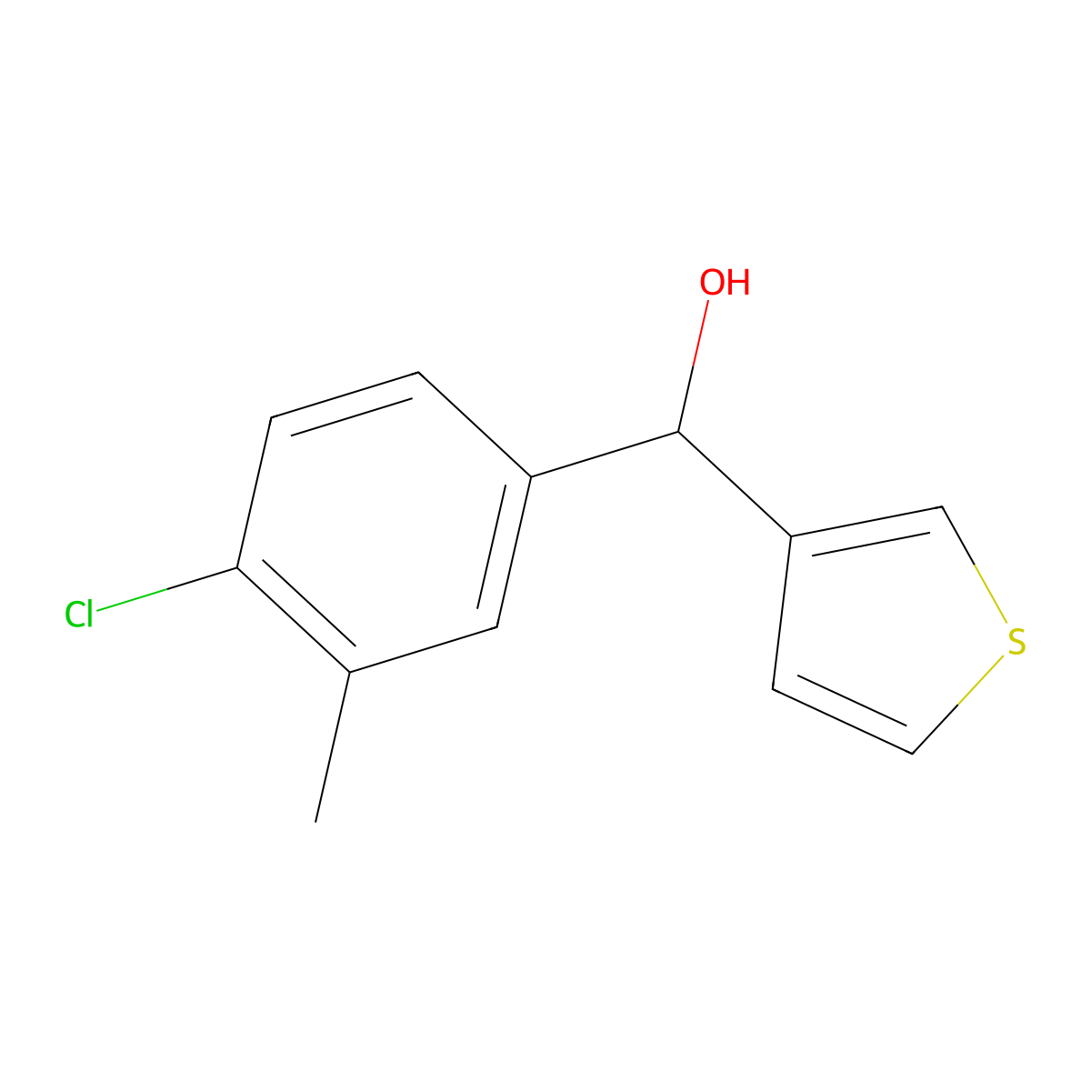 4-Chloro-3-methylphenyl-(3-thienyl)methanol molecular structure, CAS 1443305-79-0