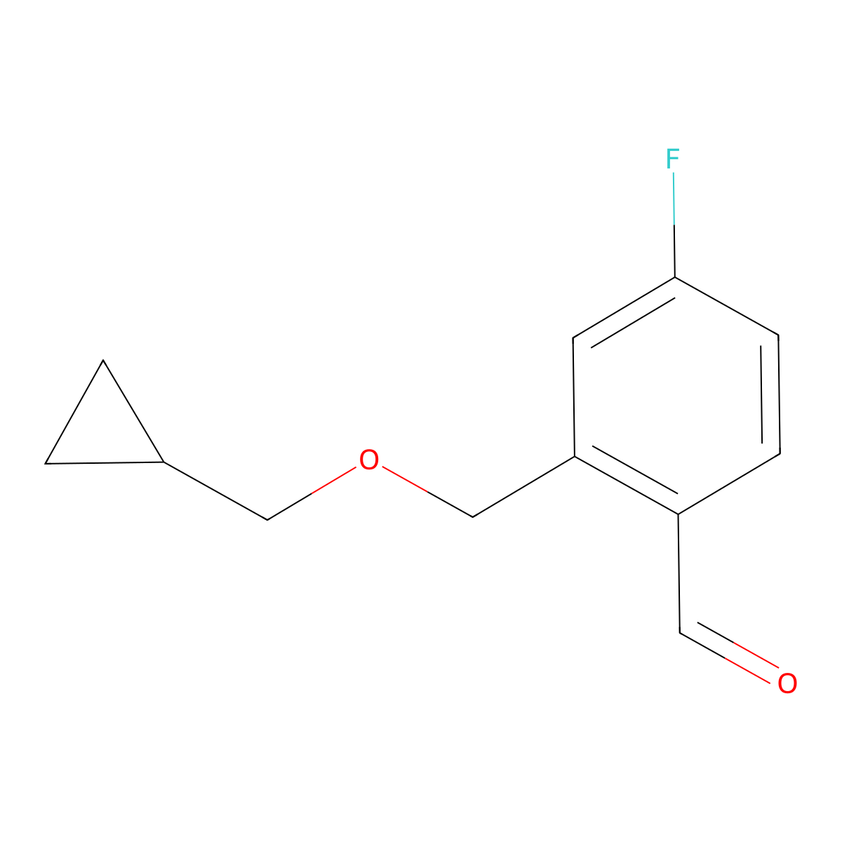 2-[(Cyclopropanemethoxy)methyl]-4-fluorobenzaldehyde molecular structure, CAS 1443305-98-3
