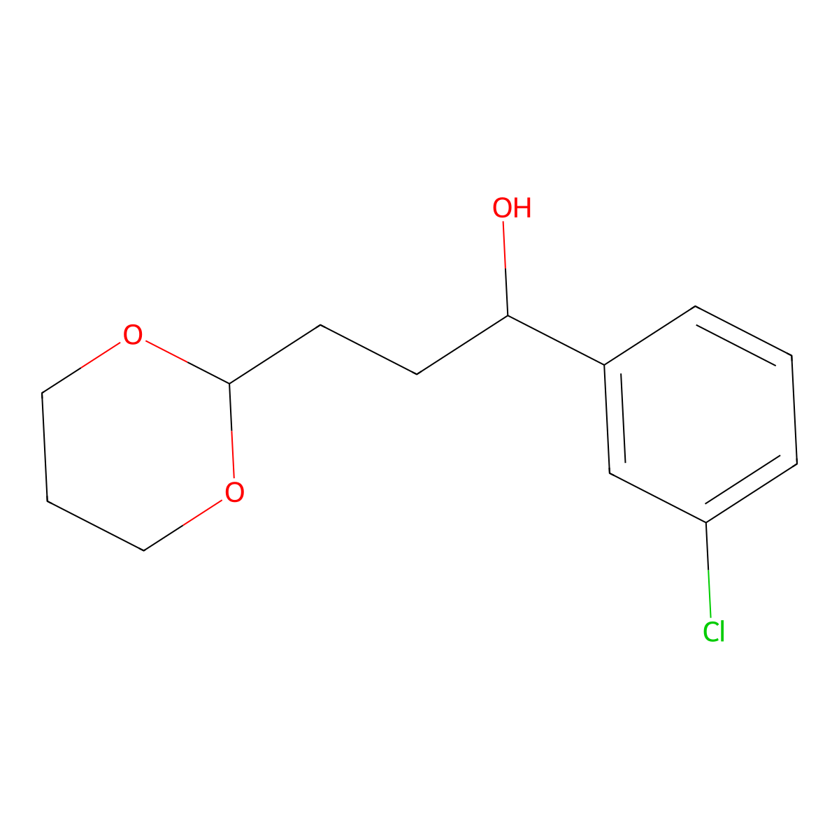 1-(3-Chlorophenyl)-3-[2-(1,3-dioxanyl)]-1-propanol molecular structure, CAS 1443306-12-4