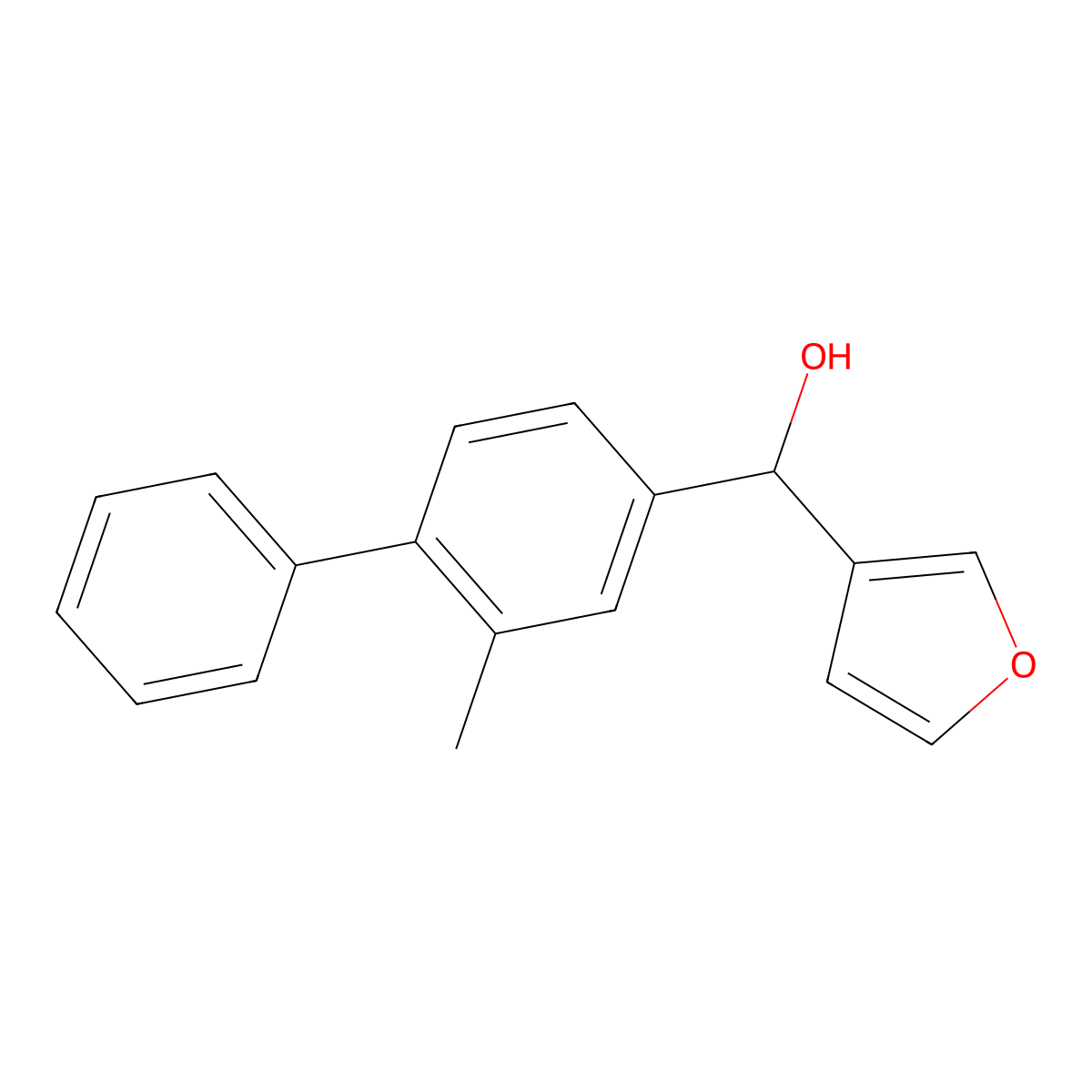 Furan-3-yl(2-methyl-[1,1'-biphenyl]-4-yl)methanol molecular structure, CAS 1443306-47-5