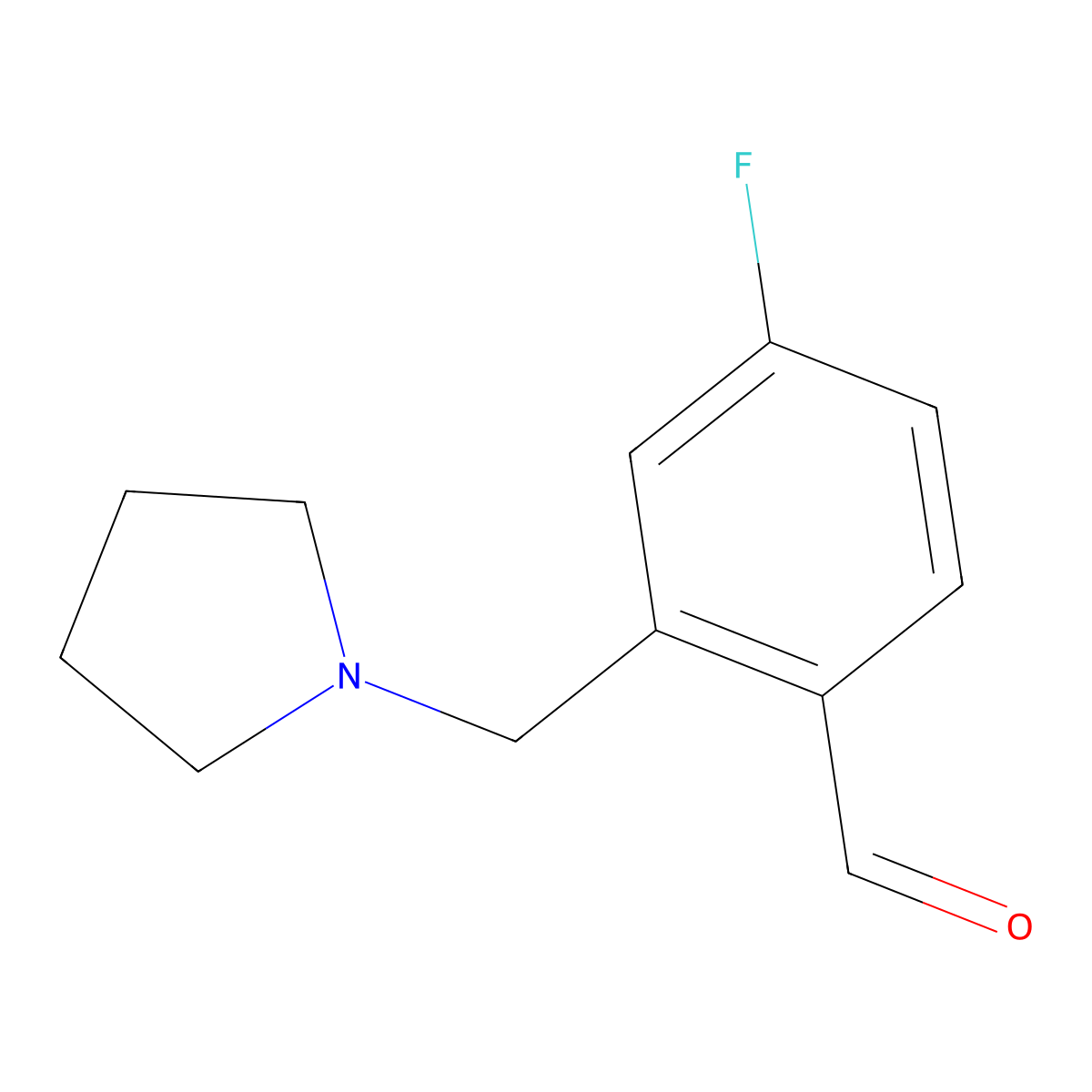 4-Fluoro-2-(pyrrolidin-1-ylmethyl)benzaldehyde molecular structure, CAS 1443306-59-9