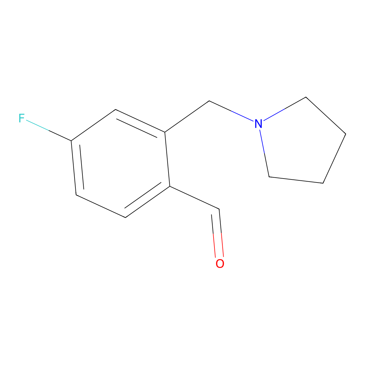 4-Fluoro-2-(pyrrolidin-1-ylmethyl)benzaldehyde molecular structure, CAS 1443306-59-9