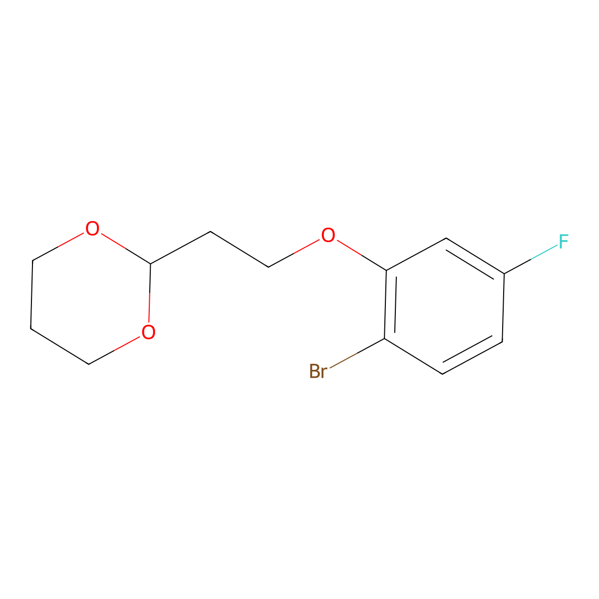 2-[2-(2-Bromo-5-fluoro-phenoxy)ethyl]-1,3-dioxane molecular structure, CAS 1443306-71-5