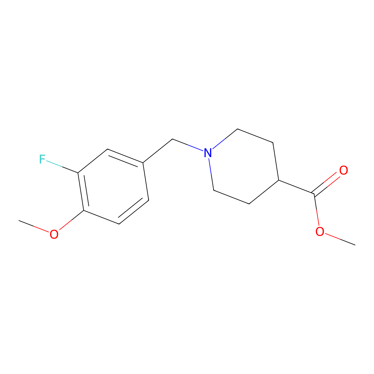 Methyl 1-[(3-fluoro-4-methoxyphenyl)methyl]piperidine-4-carboxylate molecular structure, CAS 1443306-73-7