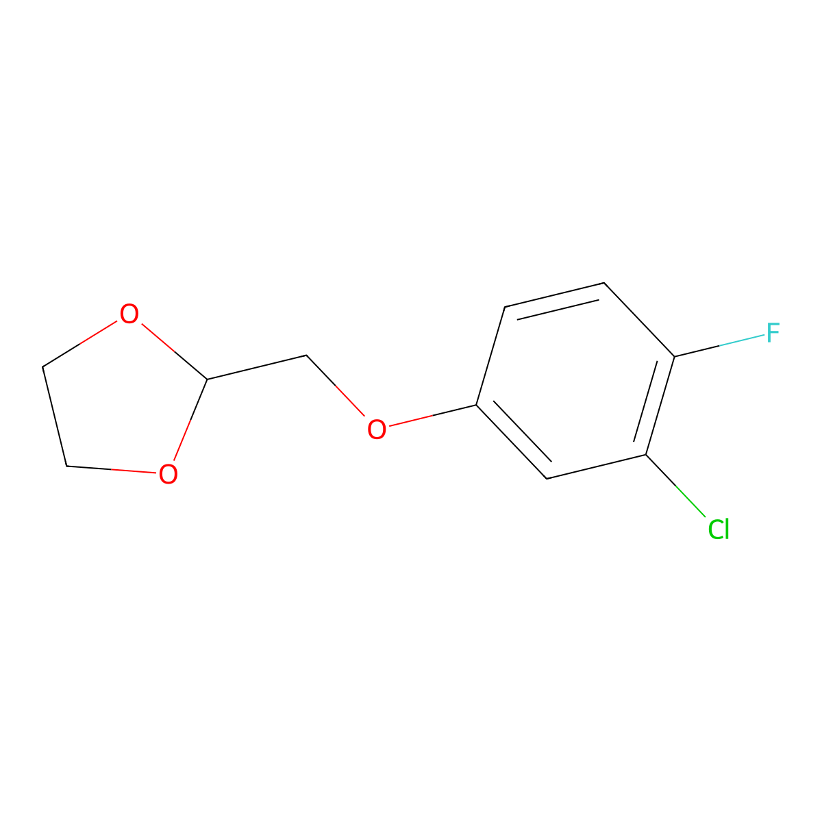 2-((3-Chloro-4-fluorophenoxy)methyl)-1,3-dioxolane molecular structure, CAS 1443306-88-4