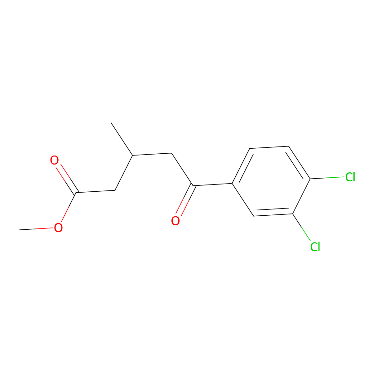 Methyl 5-(3,4-dichlorophenyl)-3-methyl-5-oxovalerate molecular structure, CAS 1443306-91-9