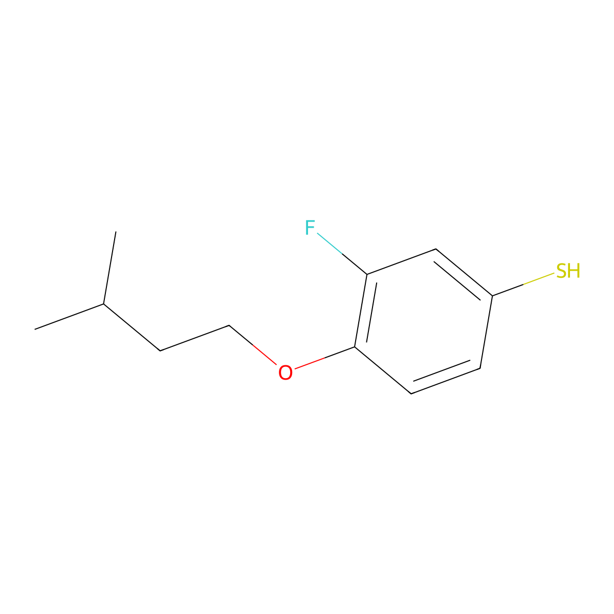 3-Fluoro-4-(isopentyloxy)benzenethiol molecular structure, CAS 1443307-15-0