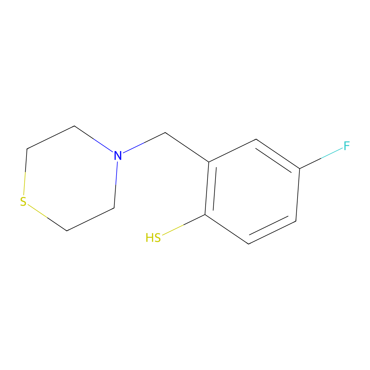4-Fluoro-2-(thiomorpholinomethyl)benzenethiol molecular structure, CAS 1443307-28-5
