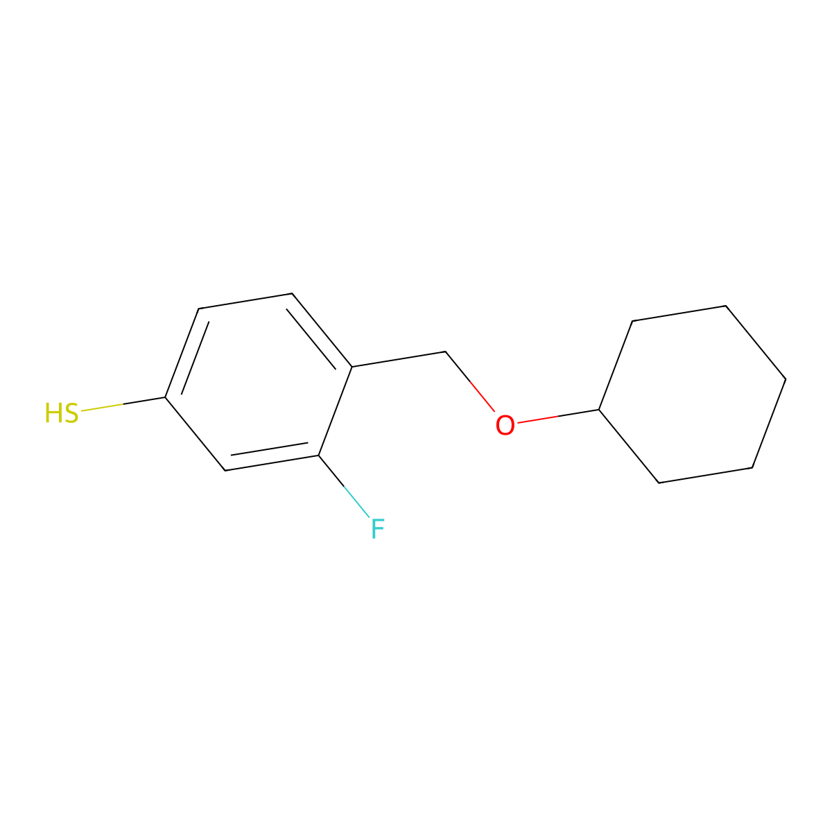 4-[(Cyclohexyloxy)methyl]-3-fluorothiophenol molecular structure, CAS 1443307-38-7