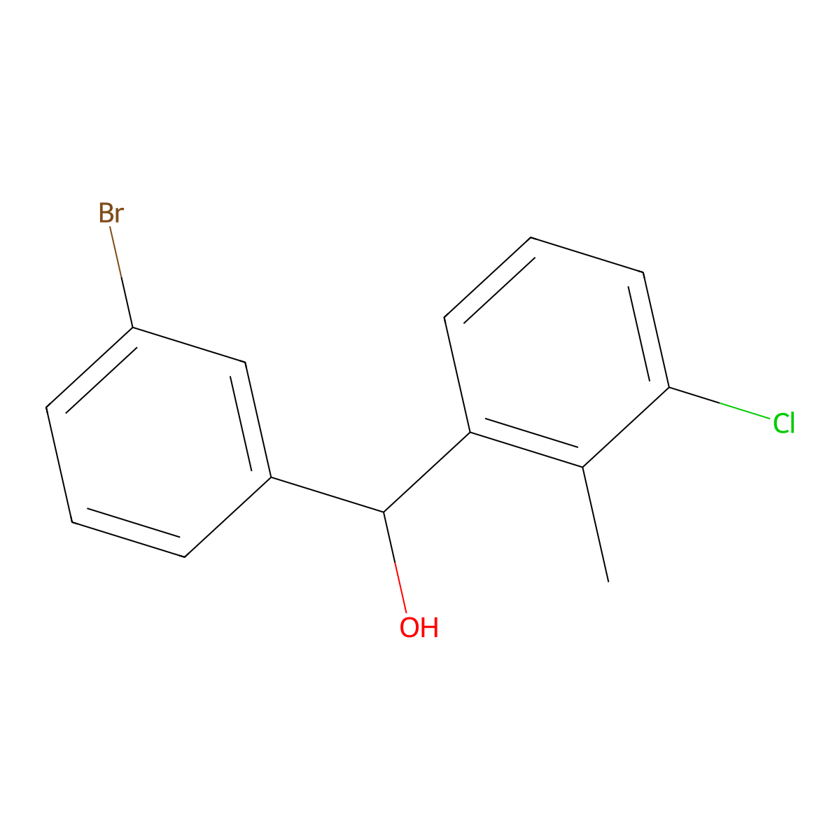 (3-Bromophenyl)(3-chloro-2-methylphenyl)methanol molecular structure, CAS 1443309-18-9