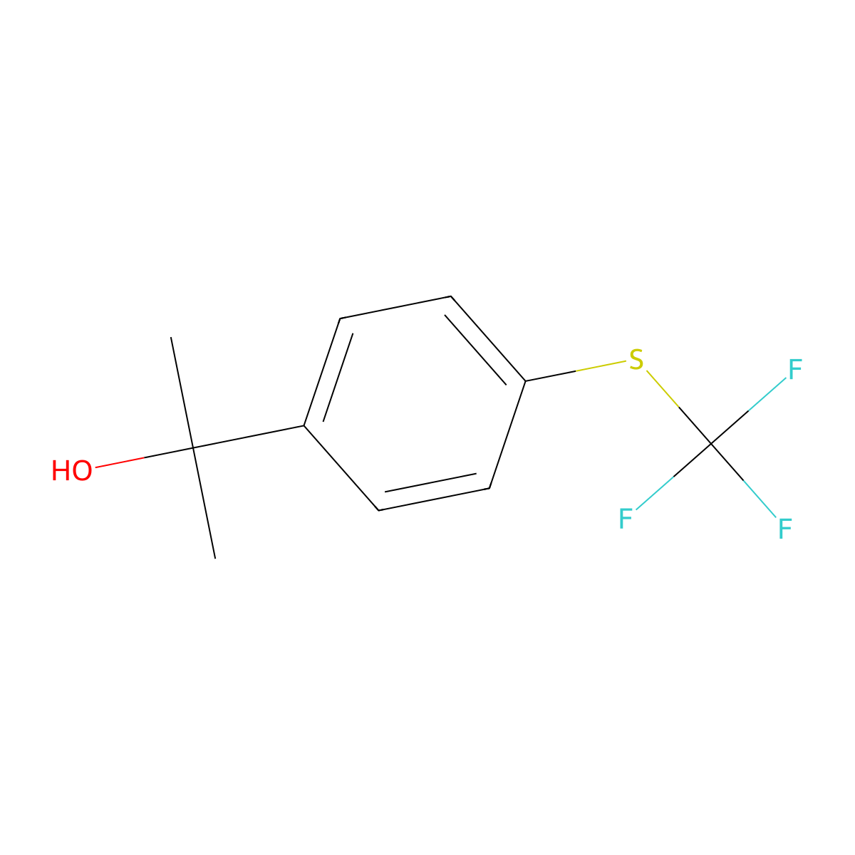 2-{4-[(Trifluoromethyl)sulfanyl]phenyl}propan-2-ol molecular structure, CAS 1443309-20-3