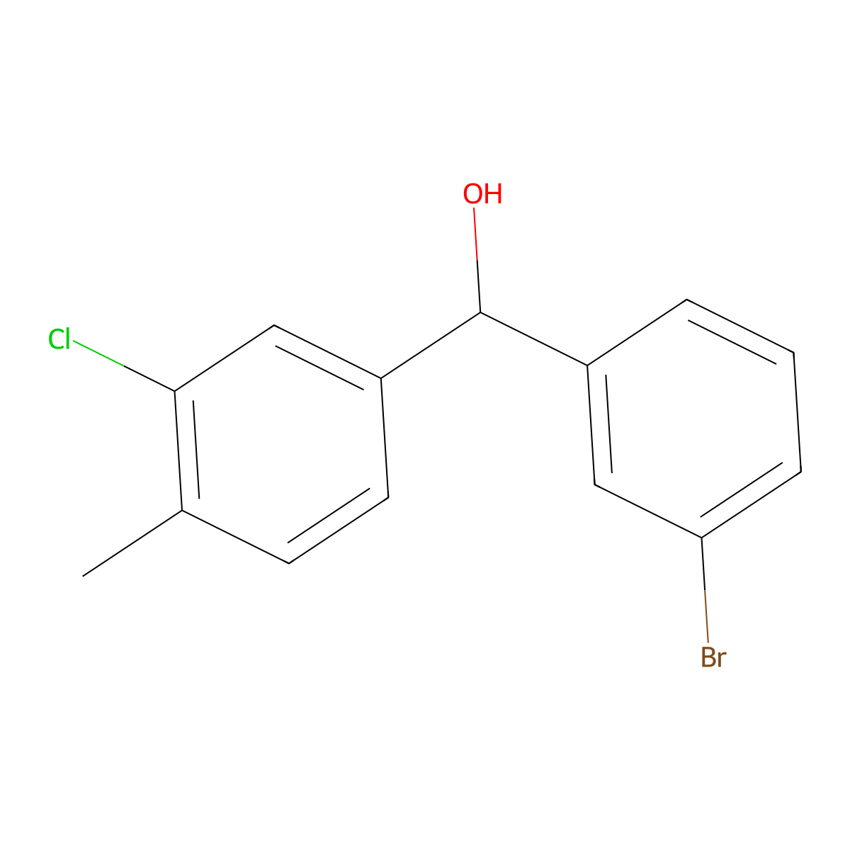 (3-Bromophenyl)(3-chloro-4-methylphenyl)methanol molecular structure, CAS 1443309-28-1