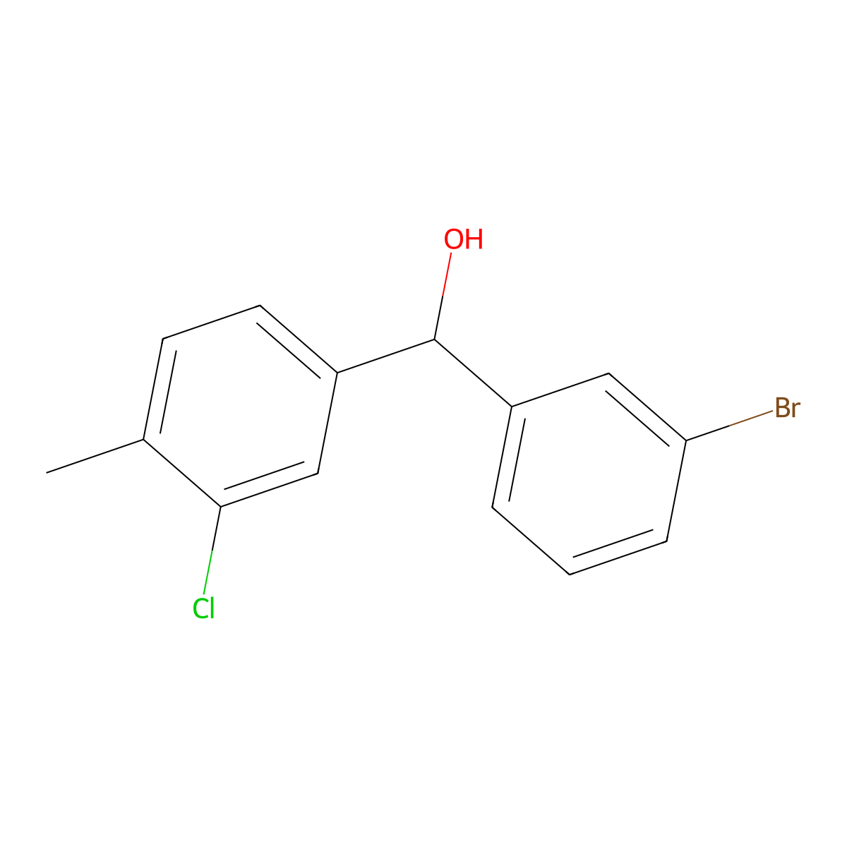 (3-Bromophenyl)(3-chloro-4-methylphenyl)methanol molecular structure, CAS 1443309-28-1