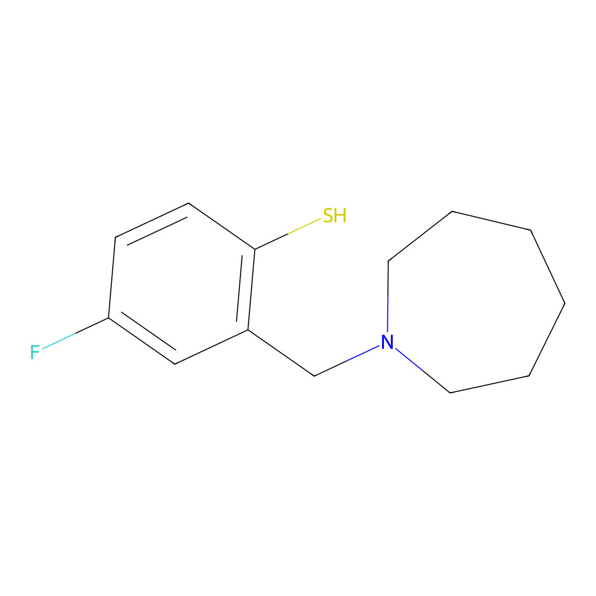 2-(Azepan-1-ylmethyl)-4-fluorobenzenethiol molecular structure, CAS 1443309-32-7