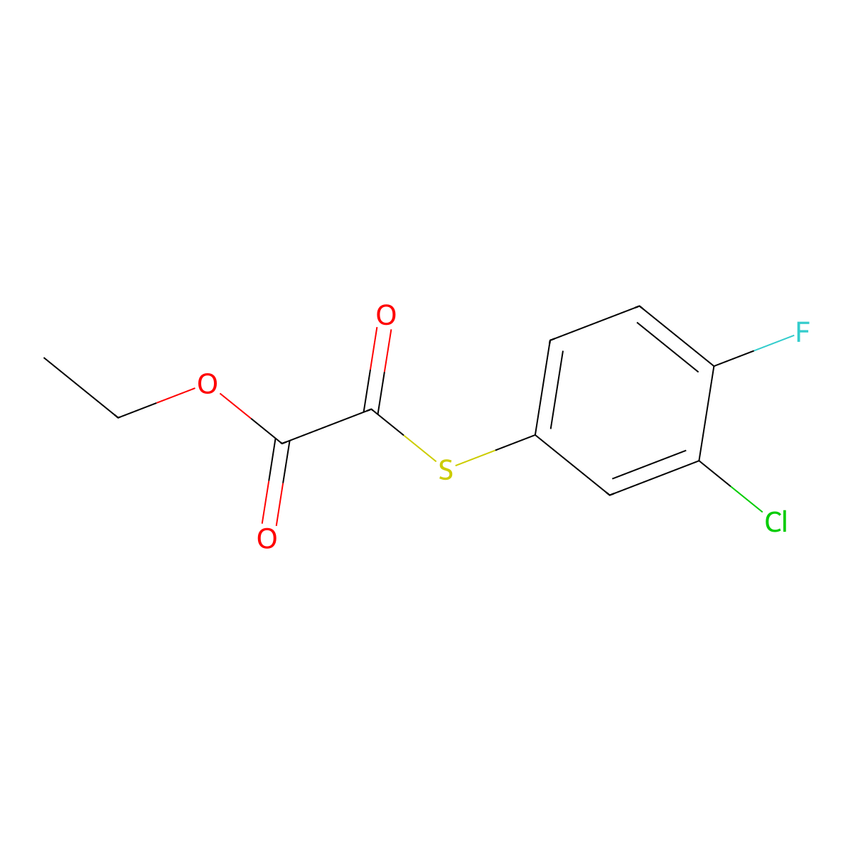 Ethyl 2-((3-chloro-4-fluorophenyl)thio)-2-oxoacetate molecular structure, CAS 1443309-43-0