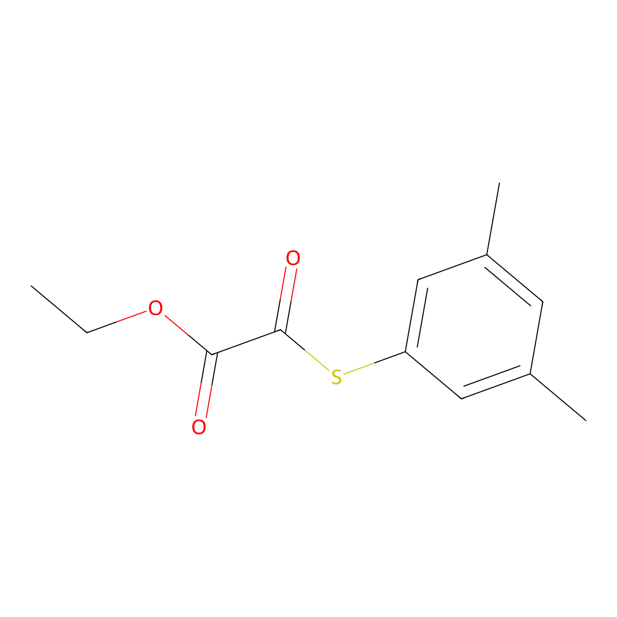 Ethyl 2-(3,5-dimethylphenyl)sulfanyl-2-oxo-acetate molecular structure, CAS 1443309-60-1