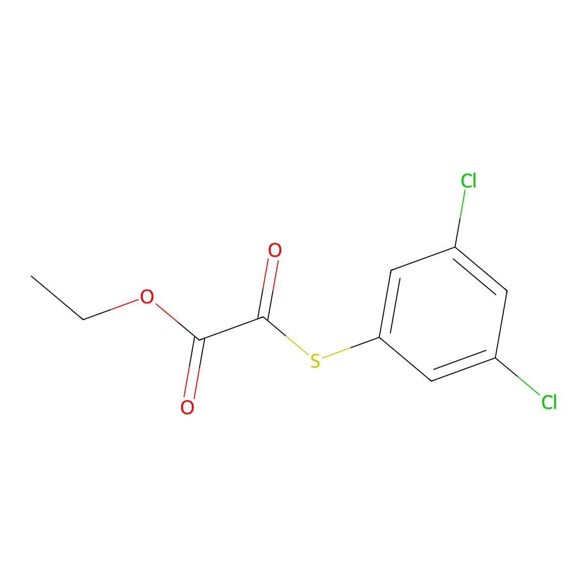 Ethyl 2-(3,5-dichlorophenyl)sulfanyl-2-oxo-acetate molecular structure, CAS 1443309-78-1