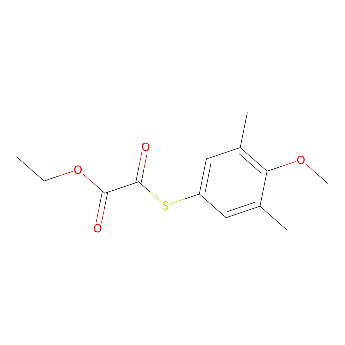 Ethyl 2-(3,5-dimethyl-4-methoxyphenyl)sulfanyl-2-oxo-acetate molecular structure, CAS 1443309-84-9