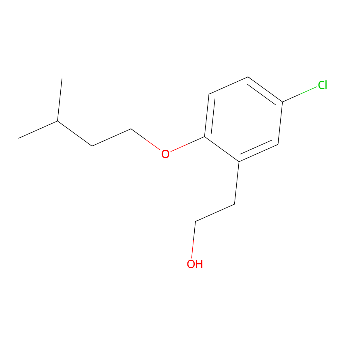3-Chloro-6-iso-pentoxyphenethyl alcohol molecular structure, CAS 1443309-87-2