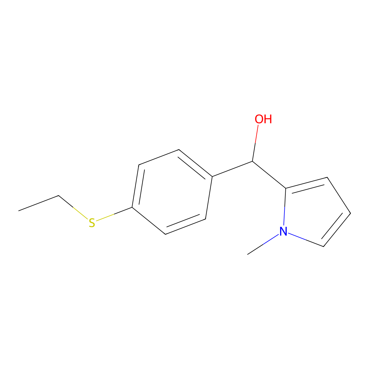 4-Ethylthiophenyl-(1-methyl-2-pyrrolyl)methanol molecular structure, CAS 1443309-90-7