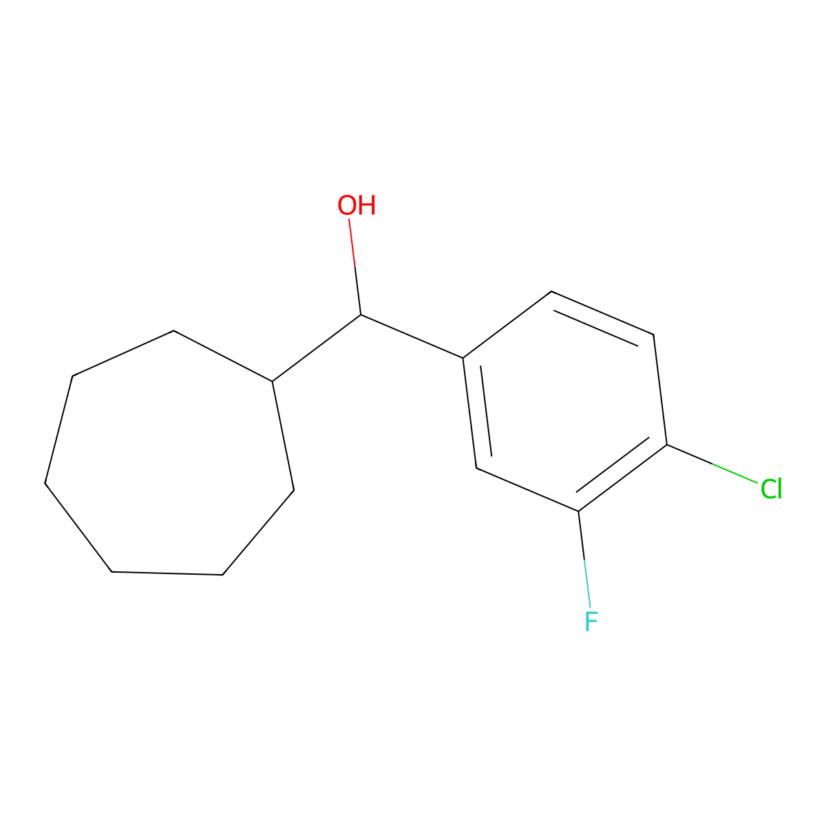 Cycloheptyl (4-chloro-3-fluorophenyl)methanol molecular structure, CAS 1443309-94-1