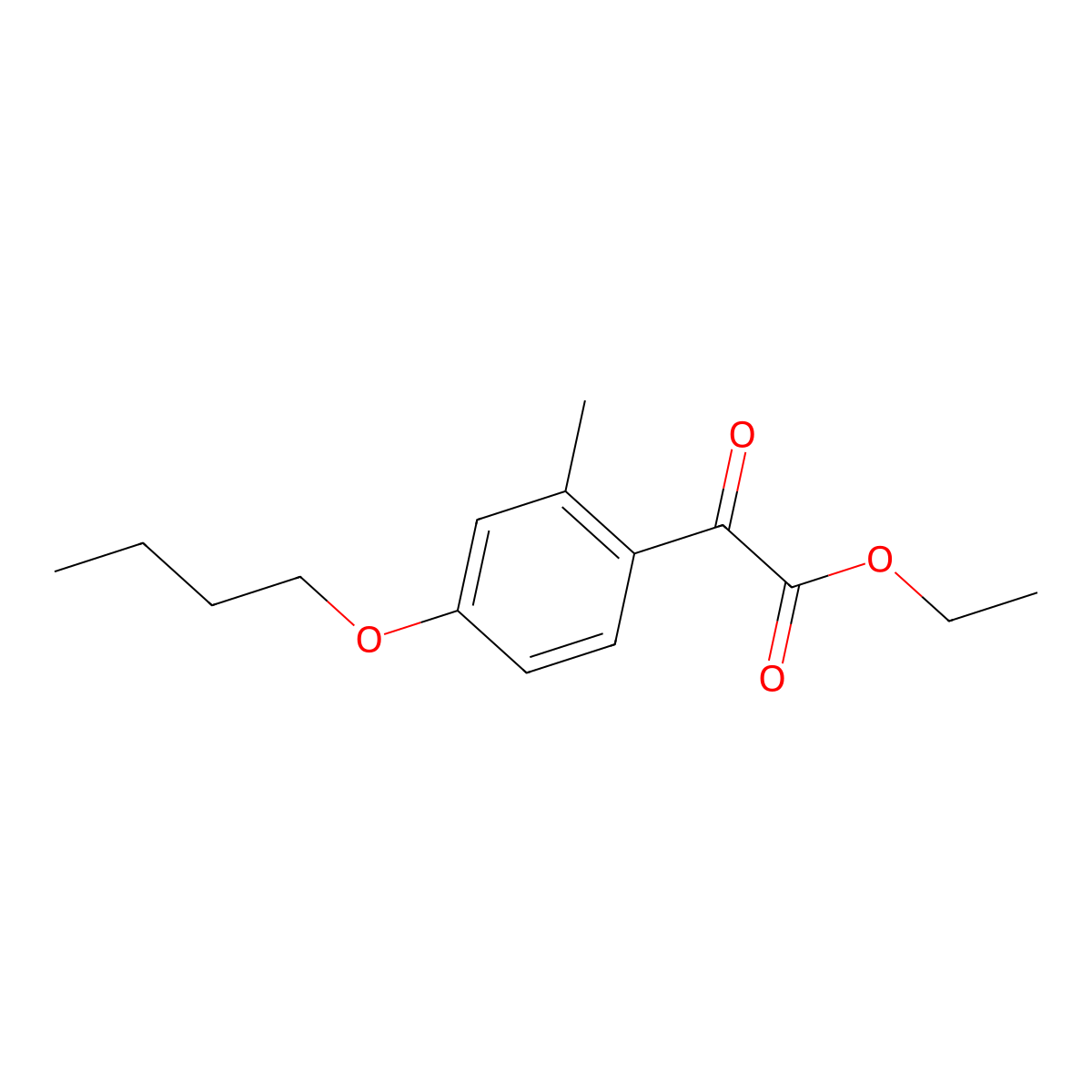 Ethyl 2-(4-butoxy-2-methylphenyl)-2-oxoacetate molecular structure, CAS 1443310-19-7