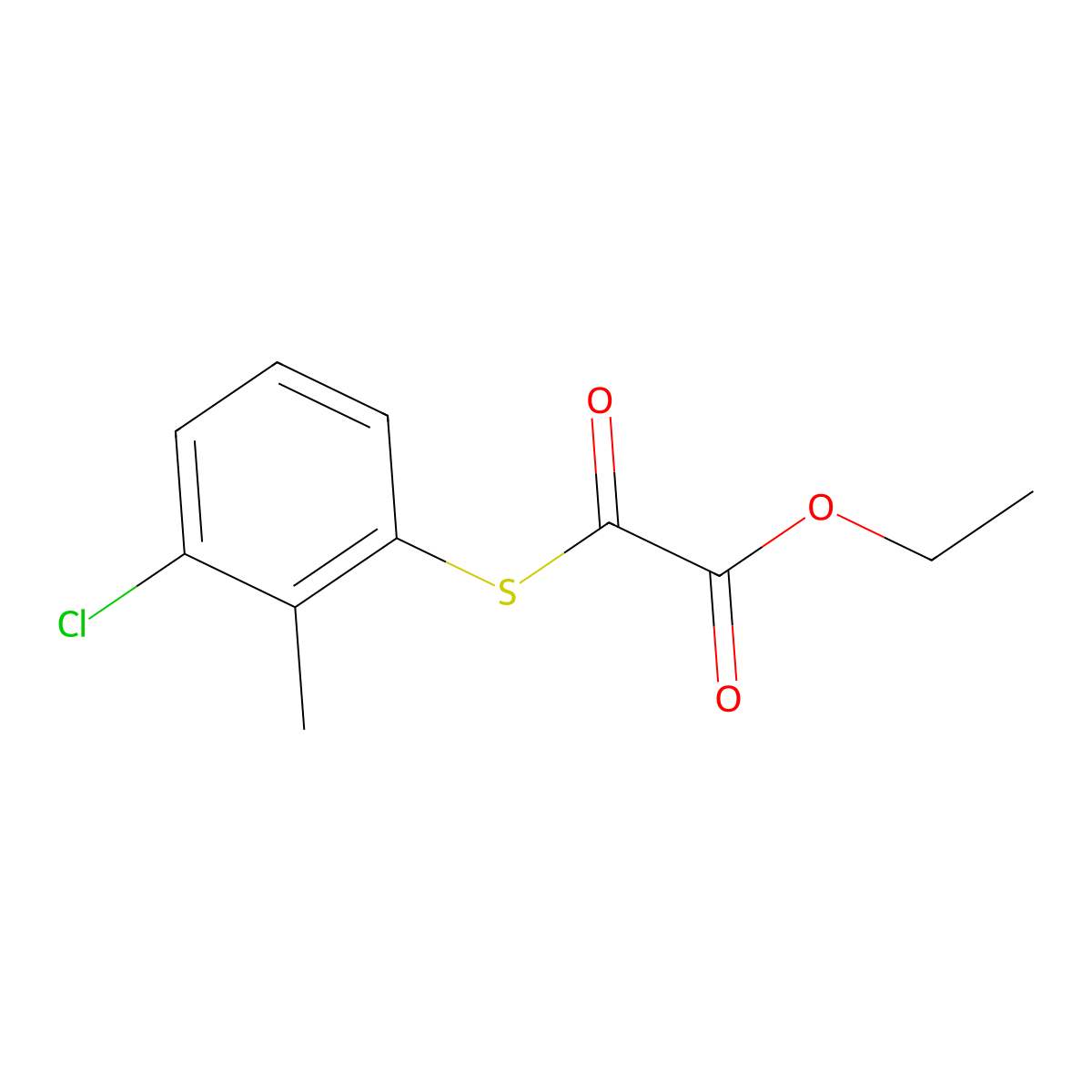 Ethyl 2-(3-chloro-2-methylphenyl)sulfanyl-2-oxo-acetate molecular structure, CAS 1443310-25-5