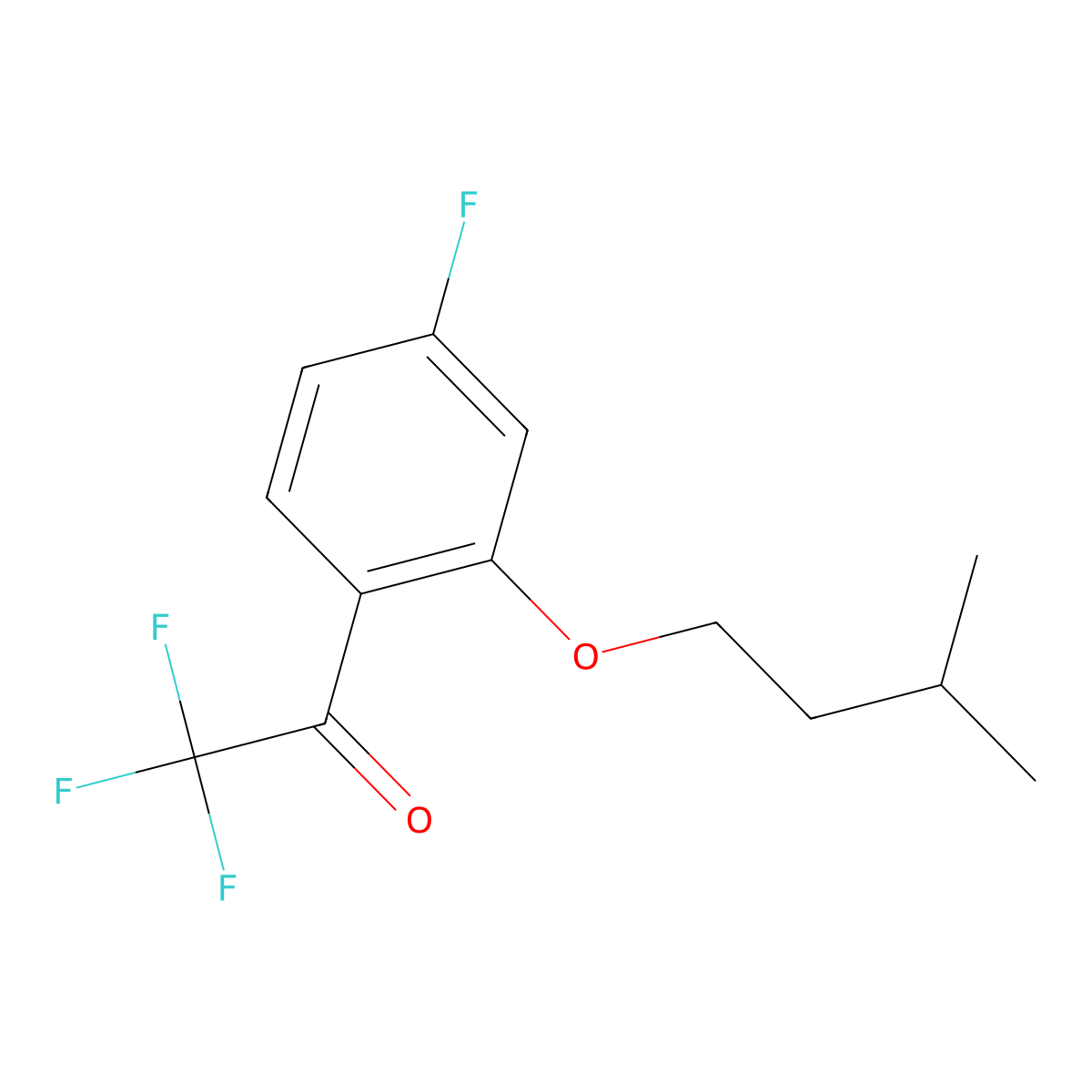 2,2,2-Trifluoro-1-(4-fluoro-2-(isopentyloxy)phenyl)ethanone molecular structure, CAS 1443310-49-3