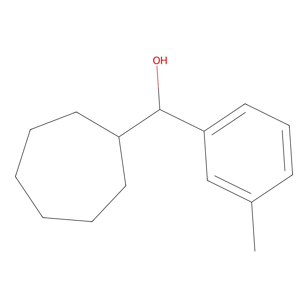 Cycloheptyl (3-methylphenyl)methanol molecular structure, CAS 1443310-57-3