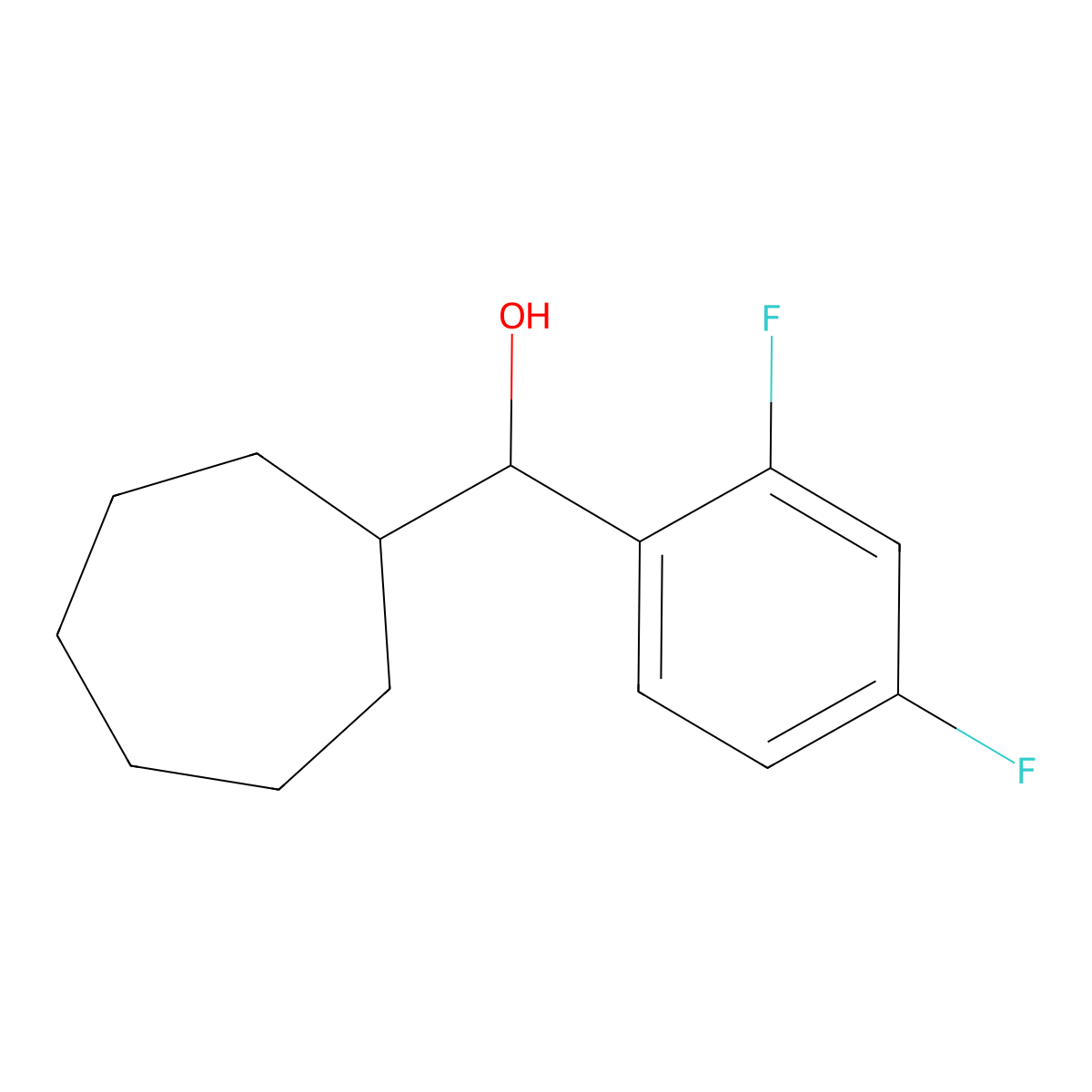 Cycloheptyl (2,4-difluorophenyl)methanol molecular structure, CAS 1443310-65-3