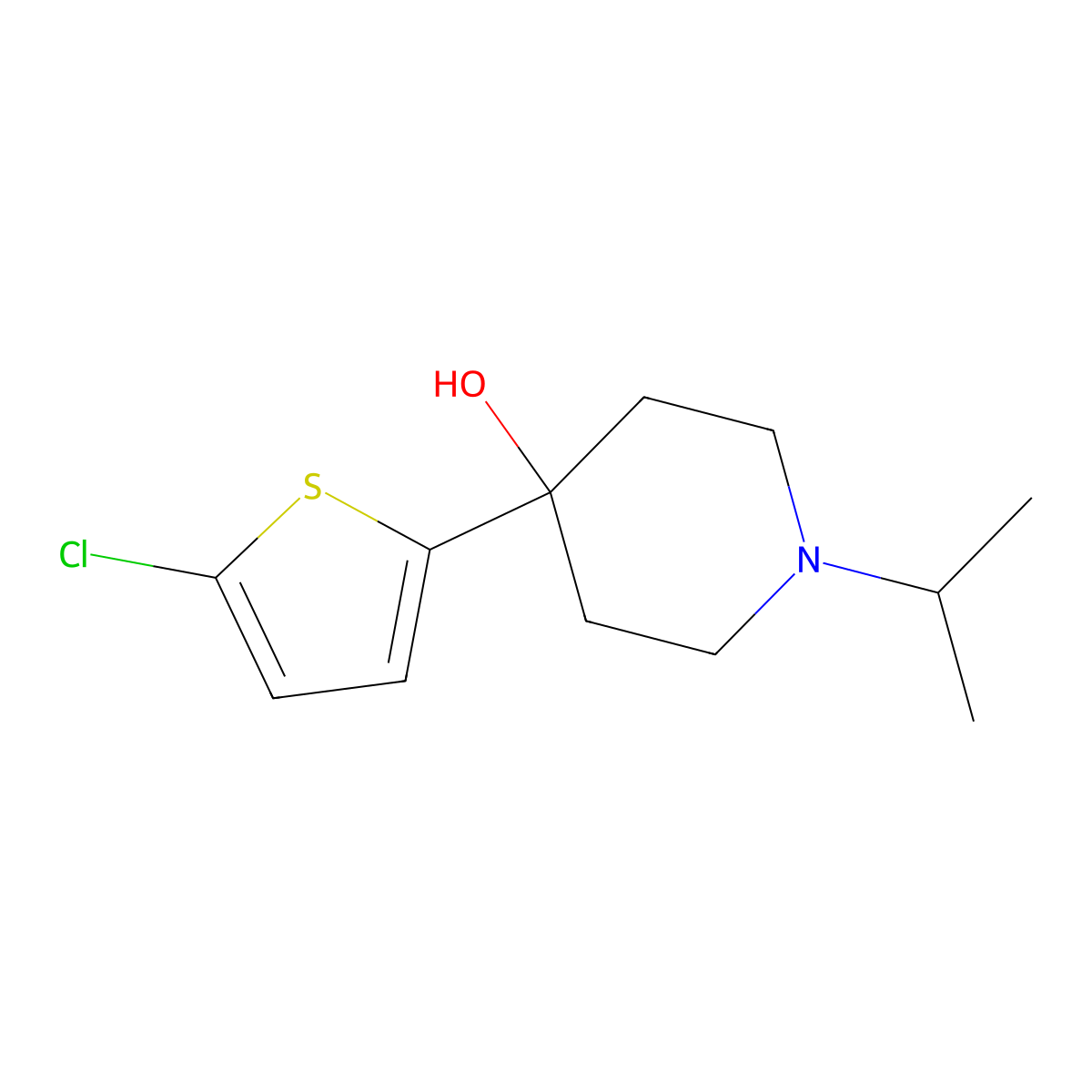 4-(5-Chlorothiophen-2-yl)-1-isopropylpiperidin-4-ol molecular structure, CAS 1443310-77-7
