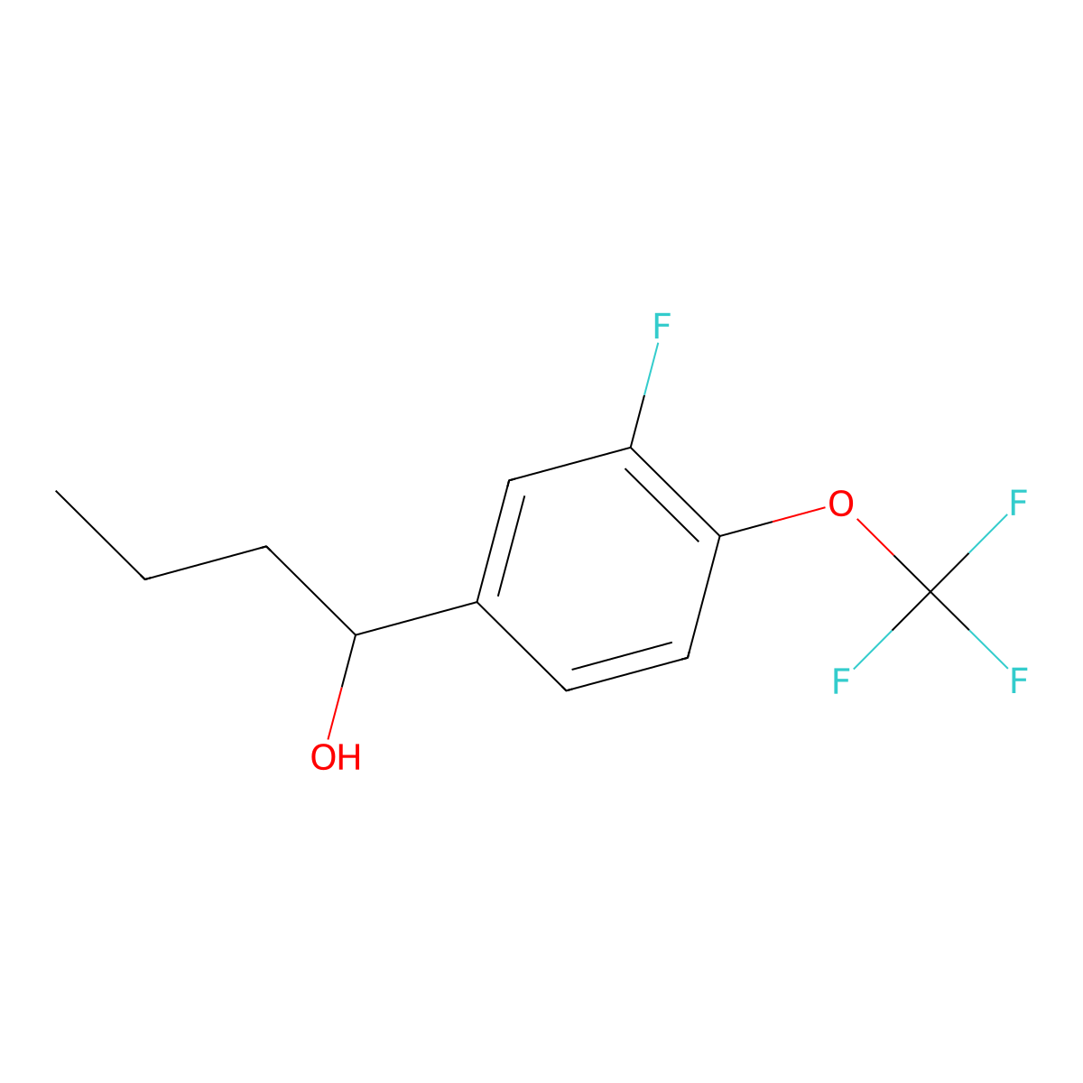 1-[3-Fluoro-4-(trifluoromethoxy)phenyl]-1-butanol molecular structure, CAS 1443310-88-0