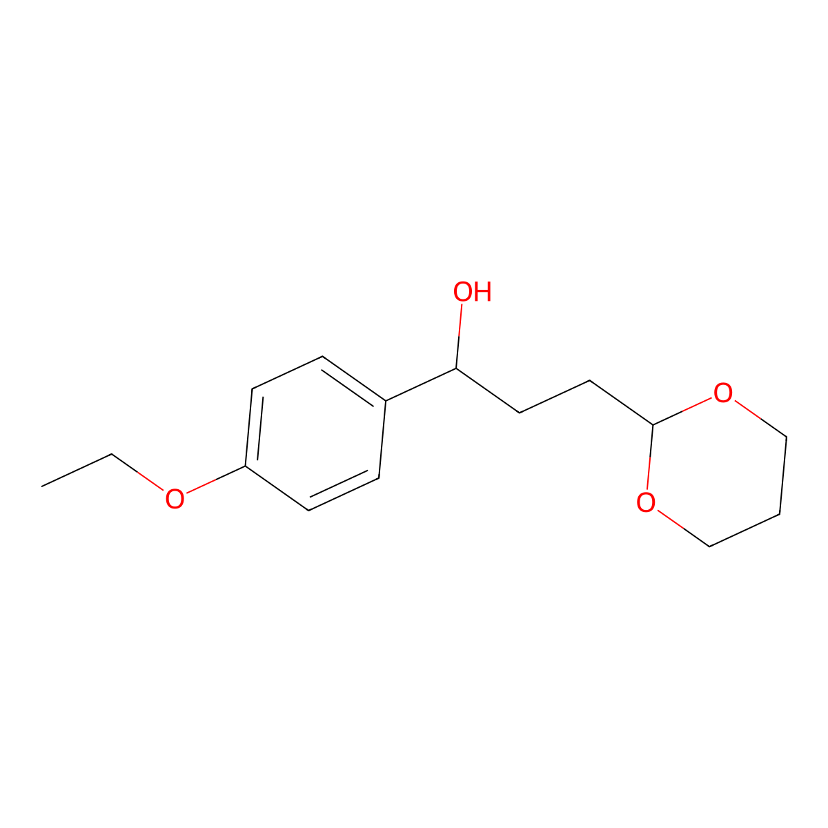 3-[2-(1,3-Dioxanyl)]-1-(4-ethoxyphenyl)-1-propanol molecular structure, CAS 1443310-96-0