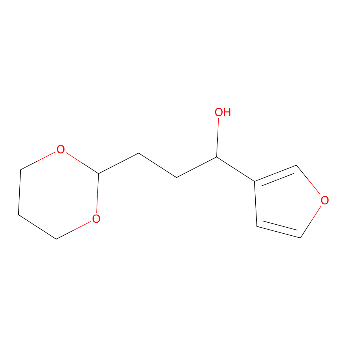 3-[2-(1,3-Dioxanyl)]-1-(3-furyl)-1-propanol molecular structure, CAS 1443311-04-3