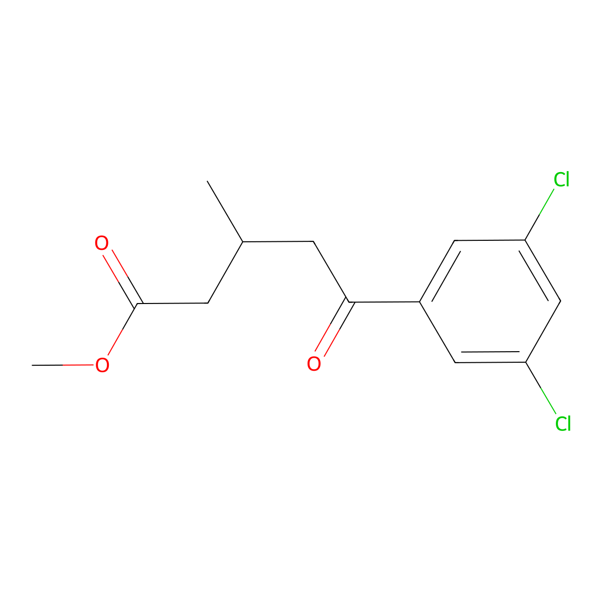Methyl 5-(3,5-dichlorophenyl)-3-methyl-5-oxovalerate molecular structure, CAS 1443311-13-4