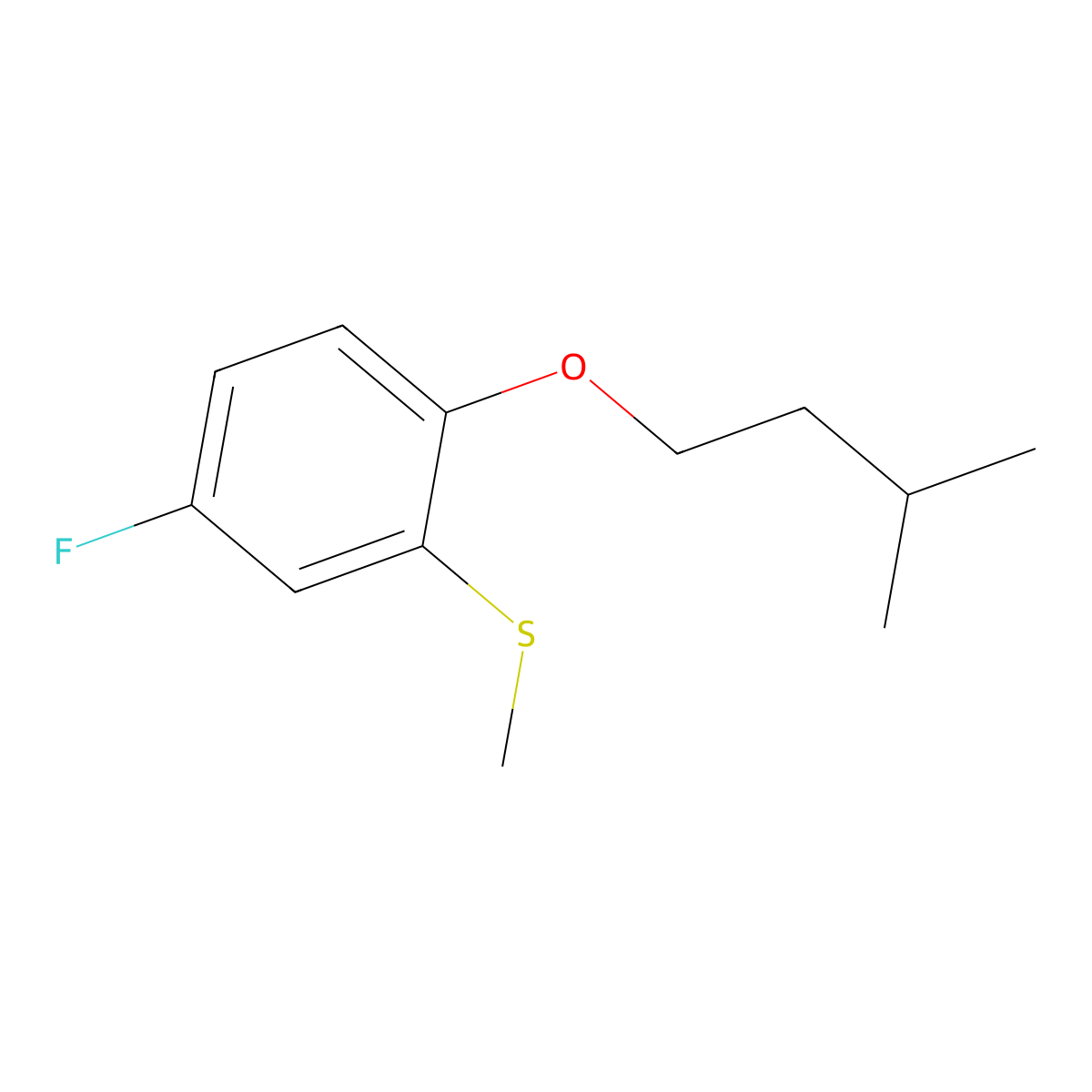 (5-Fluoro-2-(isopentyloxy)phenyl)(methyl)sulfane molecular structure, CAS 1443311-14-5
