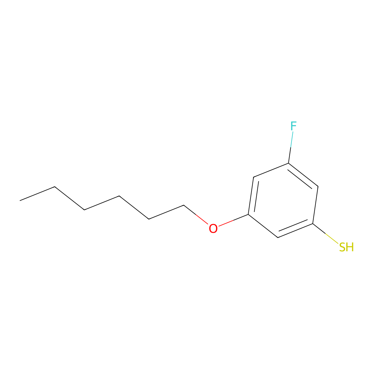 5-Fluoro-3-n-hexyloxythiophenol molecular structure, CAS 1443311-33-8