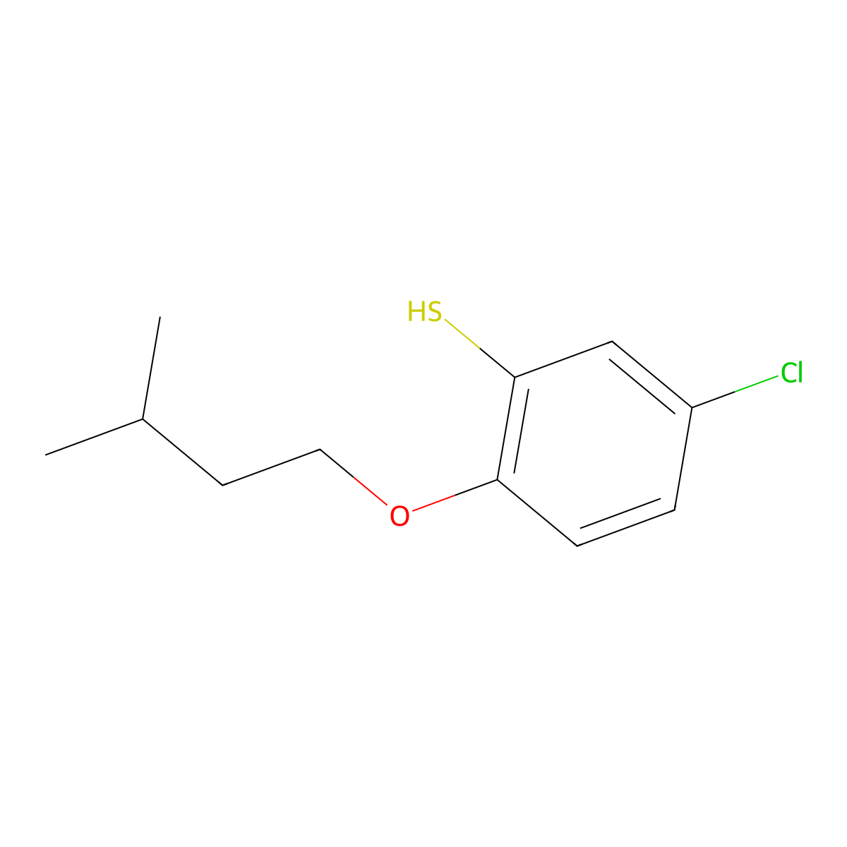 3-Chloro-6-iso-pentoxythiophenol molecular structure, CAS 1443311-34-9
