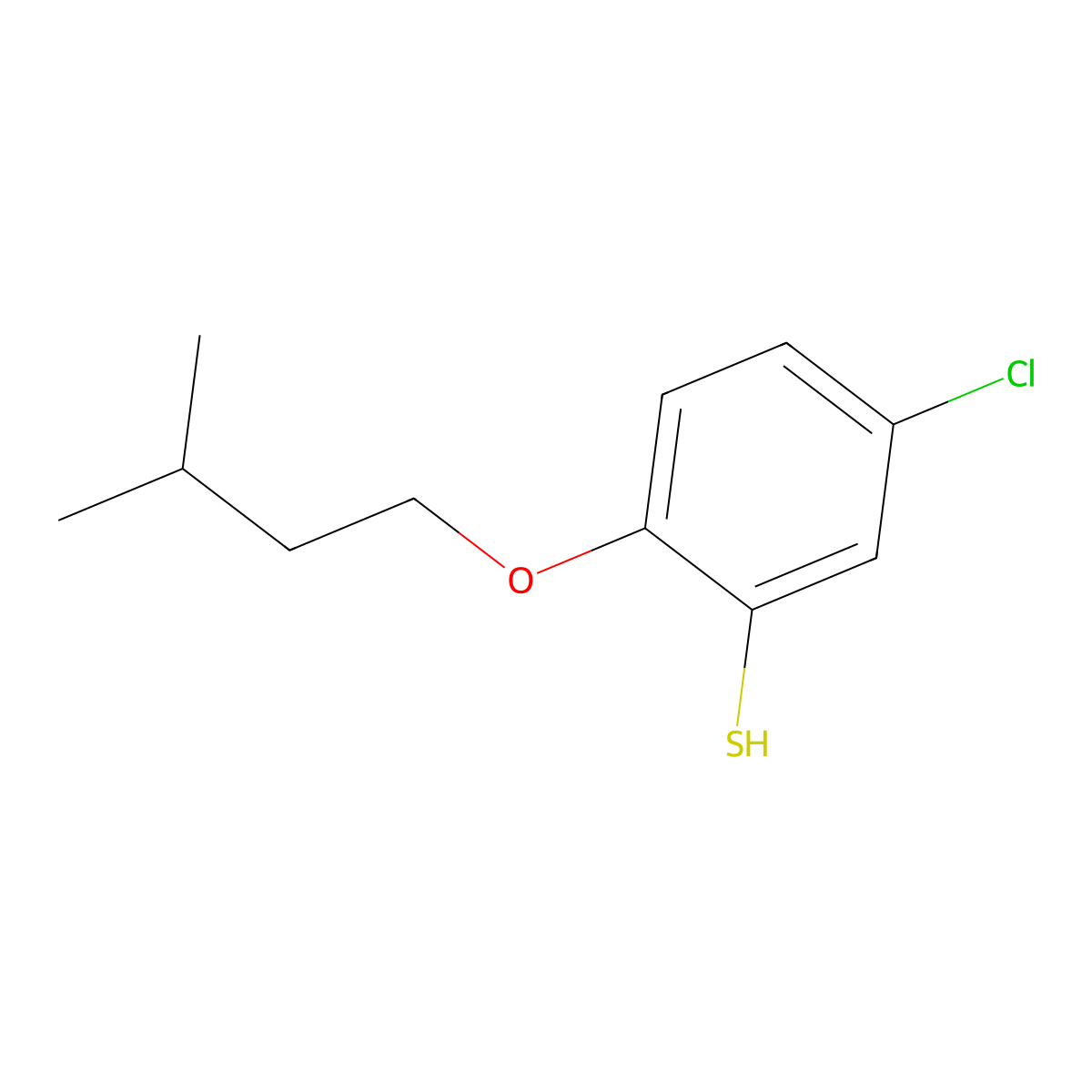 3-Chloro-6-iso-pentoxythiophenol molecular structure, CAS 1443311-34-9